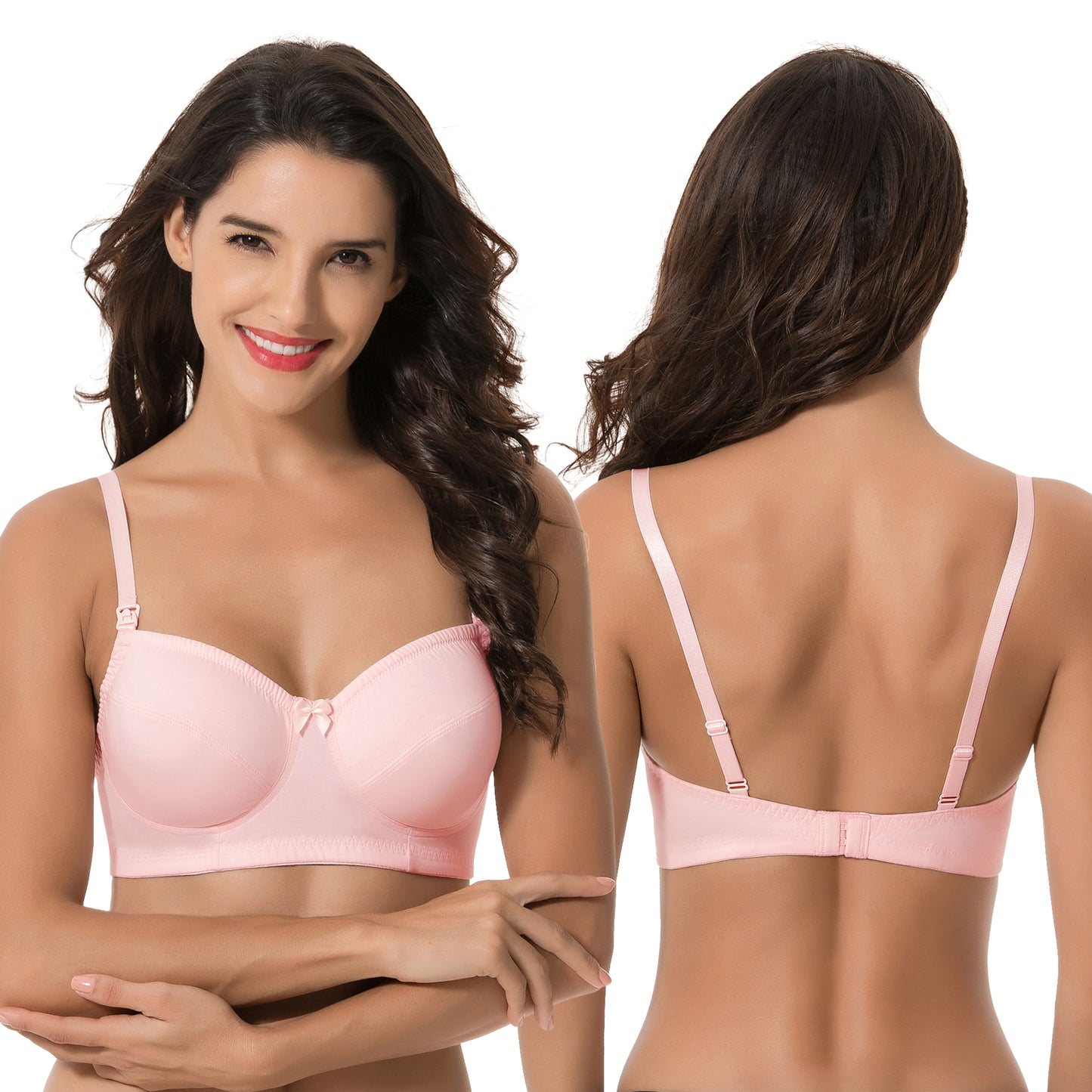 Women's Nursing Plus Size Wirefree Unlined Maternity Lace Trim Bra