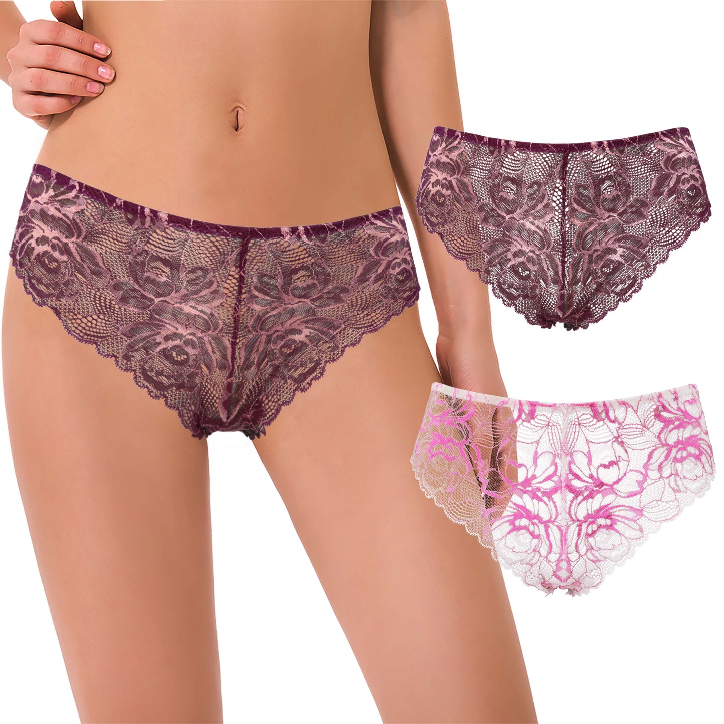 Women's Comfort Lace Tanga Hipster Boyshorts Panties
