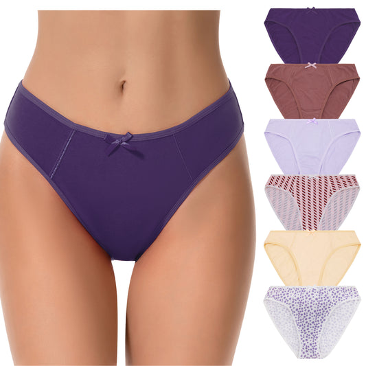 Women's 100% Cotton Bikini Briefs High Waist Underwear Panties