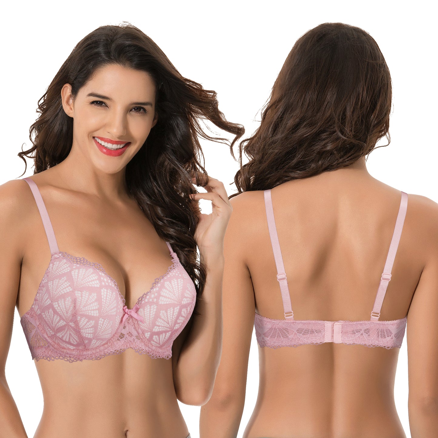 Women's Plus Size Push Up Add 1 Cup Underwire Perfect Shape Lace Bras