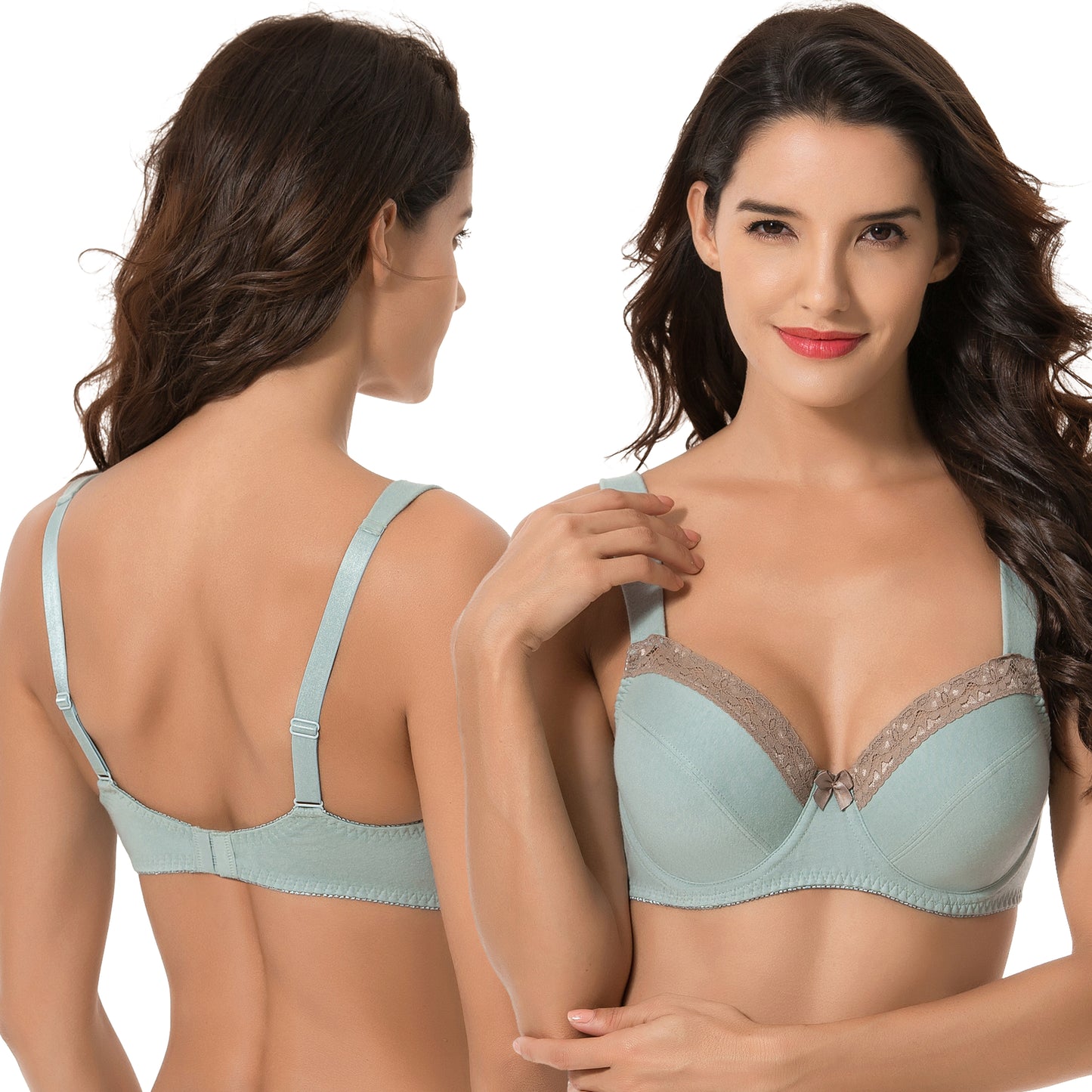 Women's Plus Size Underwired Unlined Balconette Cotton Bra