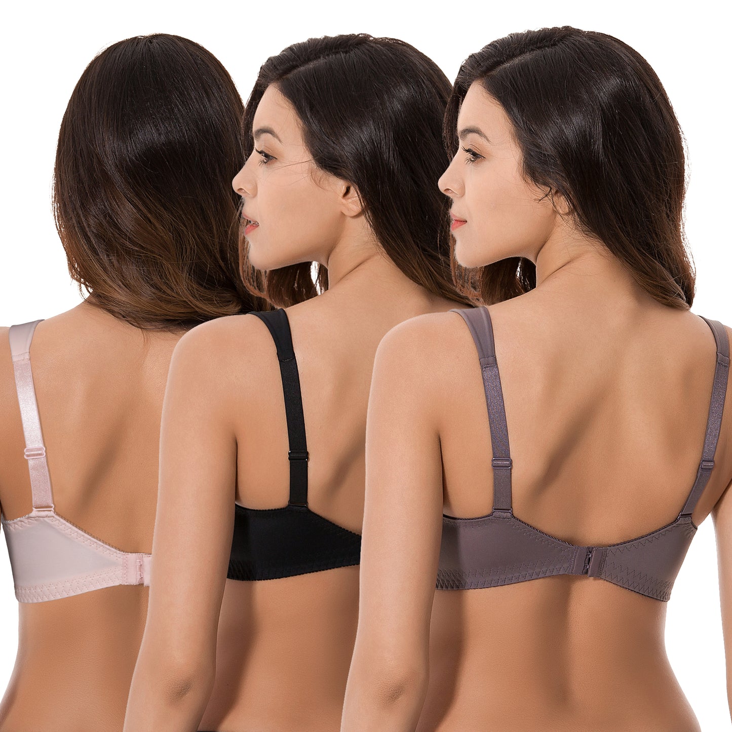 Plus Size Unlined Minimizer Wirefree Bras with Embroidery Lace-3Pack