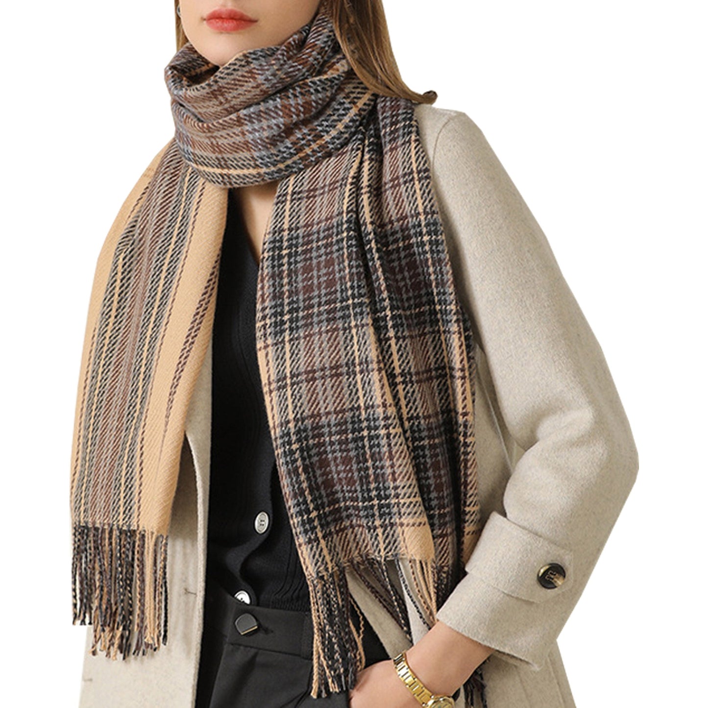 Women's Fashion Long Shawl Winter Warm Lattice Chunky Large Scarf