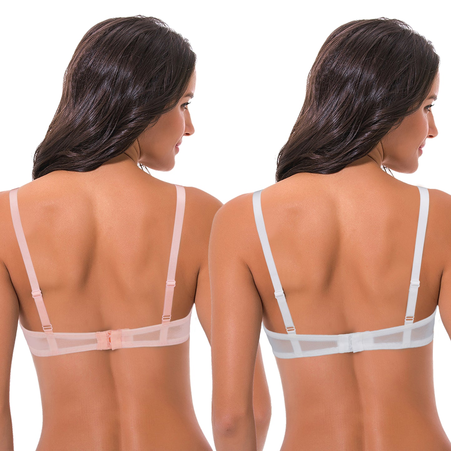 Women's Plus Size Lightly Padded Balconette Lace Underwire Bra-2Pack