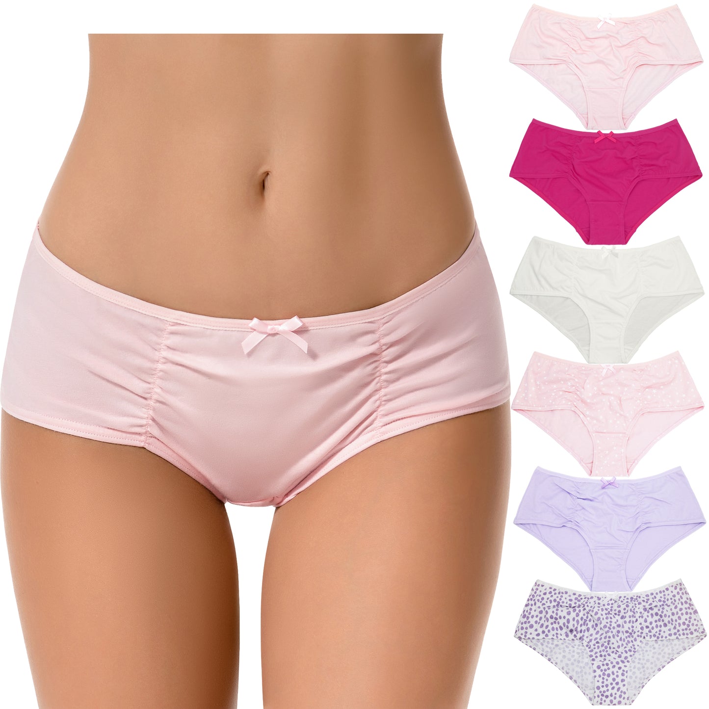 Women's Plus Size 100% Cotton Mid Waist Hipster Panties Underwear