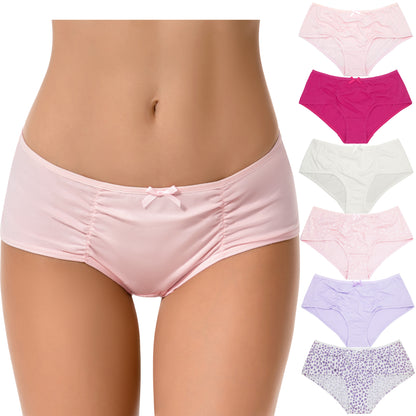 Women's Plus Size 100% Cotton Mid Waist Hipster Panties Underwear