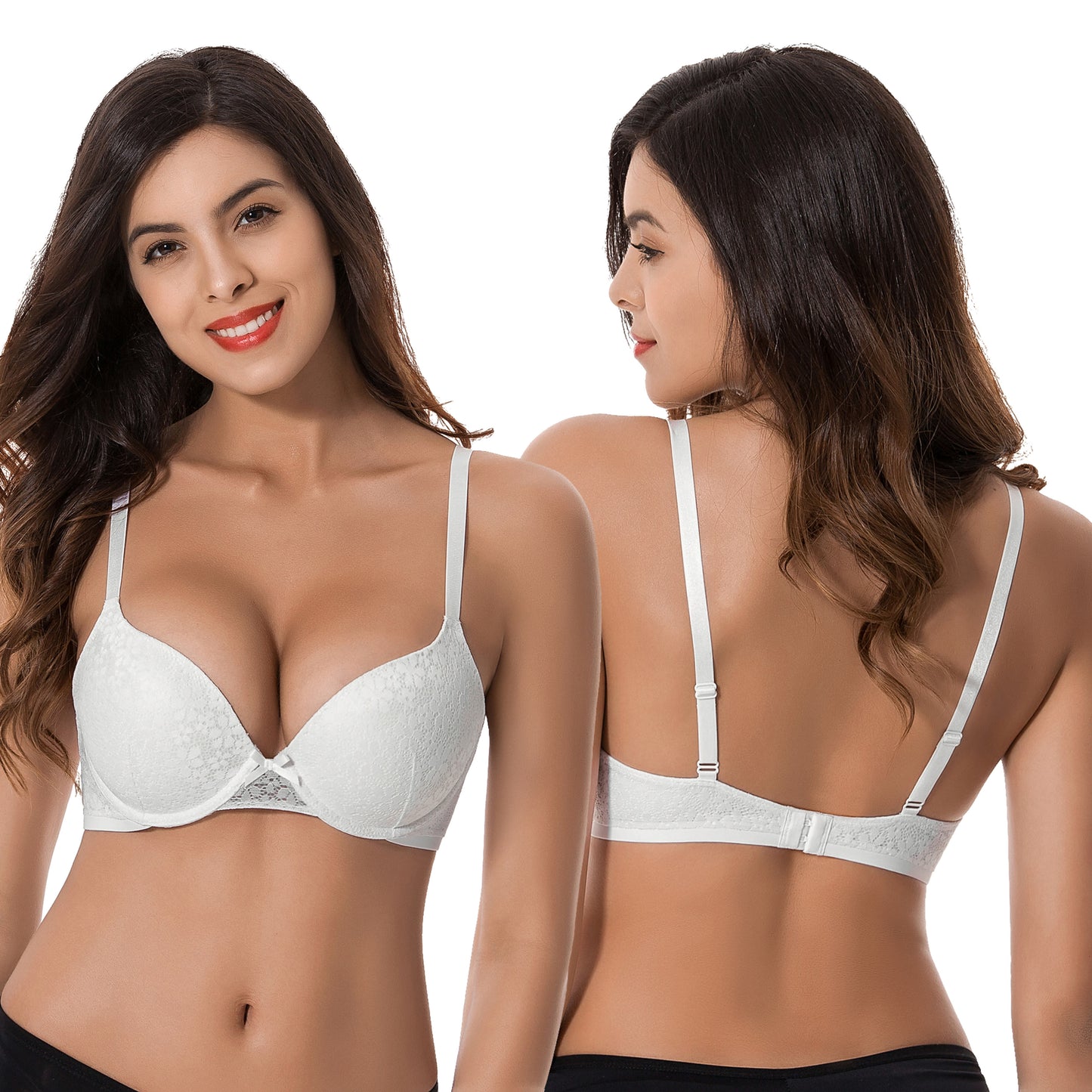 Women's Plus Size Perfect Shape Add 1 Cup Push Up Underwire Lace Bras