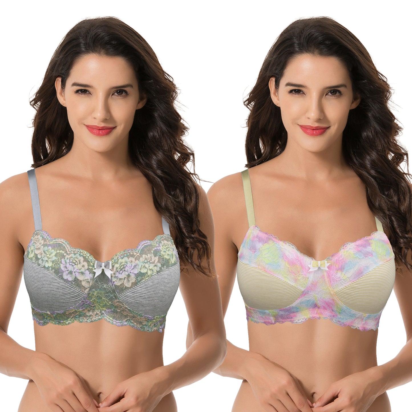 Women's Plus Size Minimizer Wirefree Unlined Bra With Lace Trim