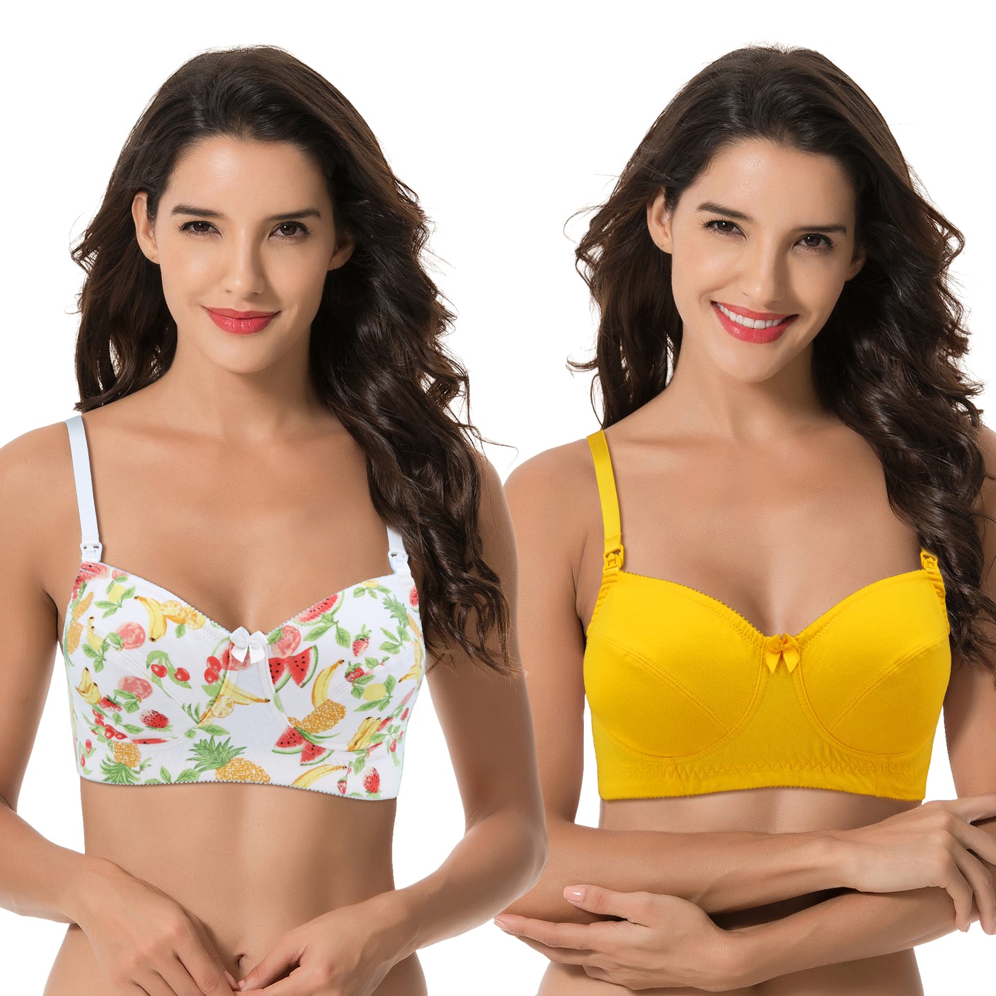 Women's Nursing Plus Size Wirefree Unlined Maternity Lace Trim Bra