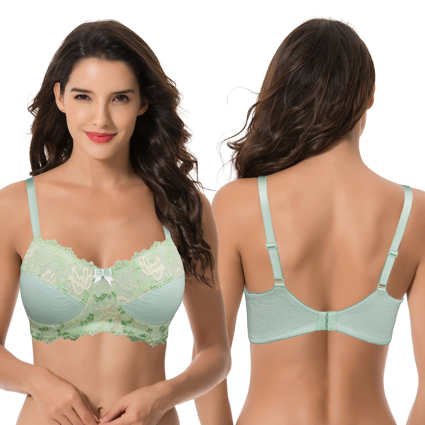 Women's Plus Size Minimizer Wirefree Unlined Bra With Lace Trim