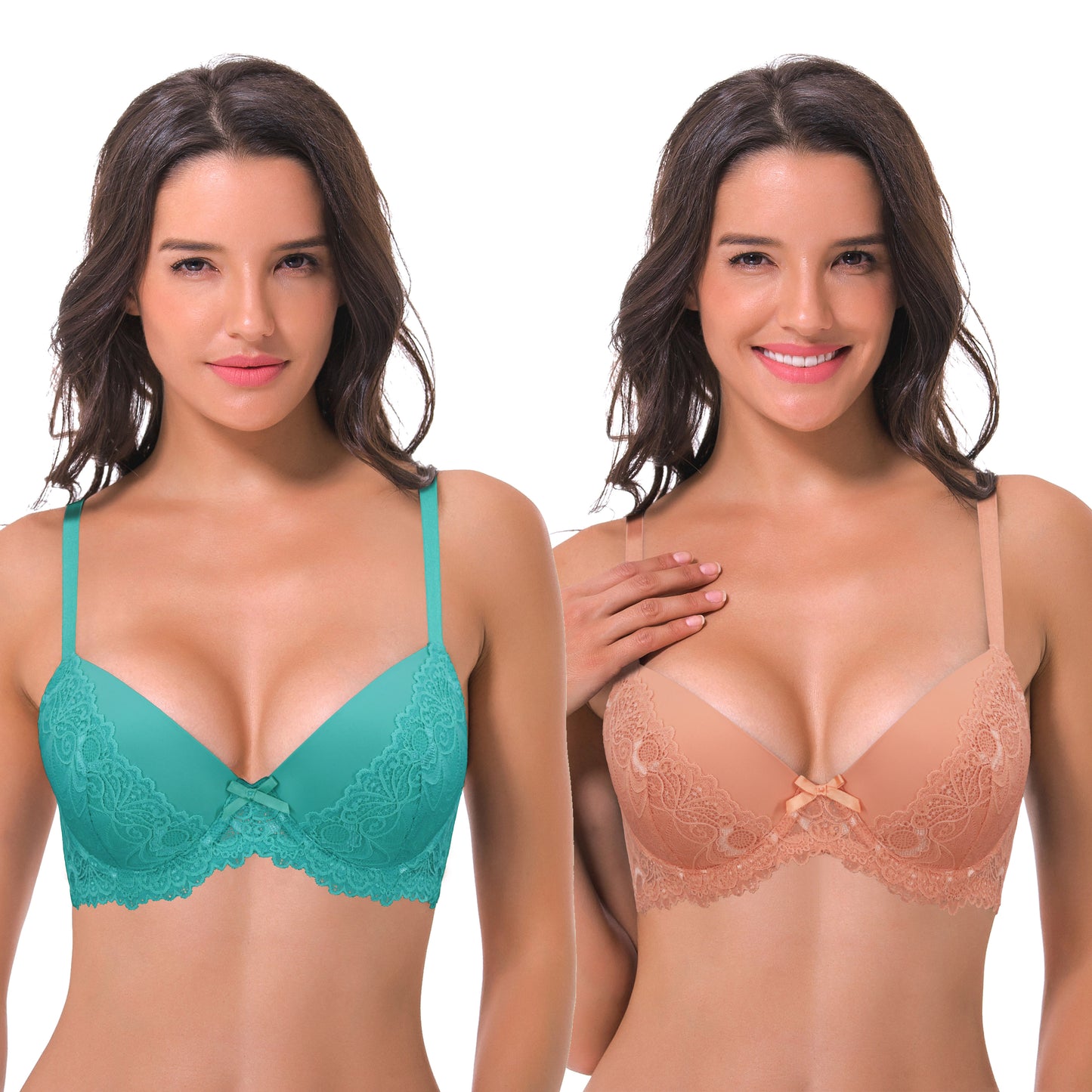 Women's Plus Size Lightly Padded Underwire Balconette Bra