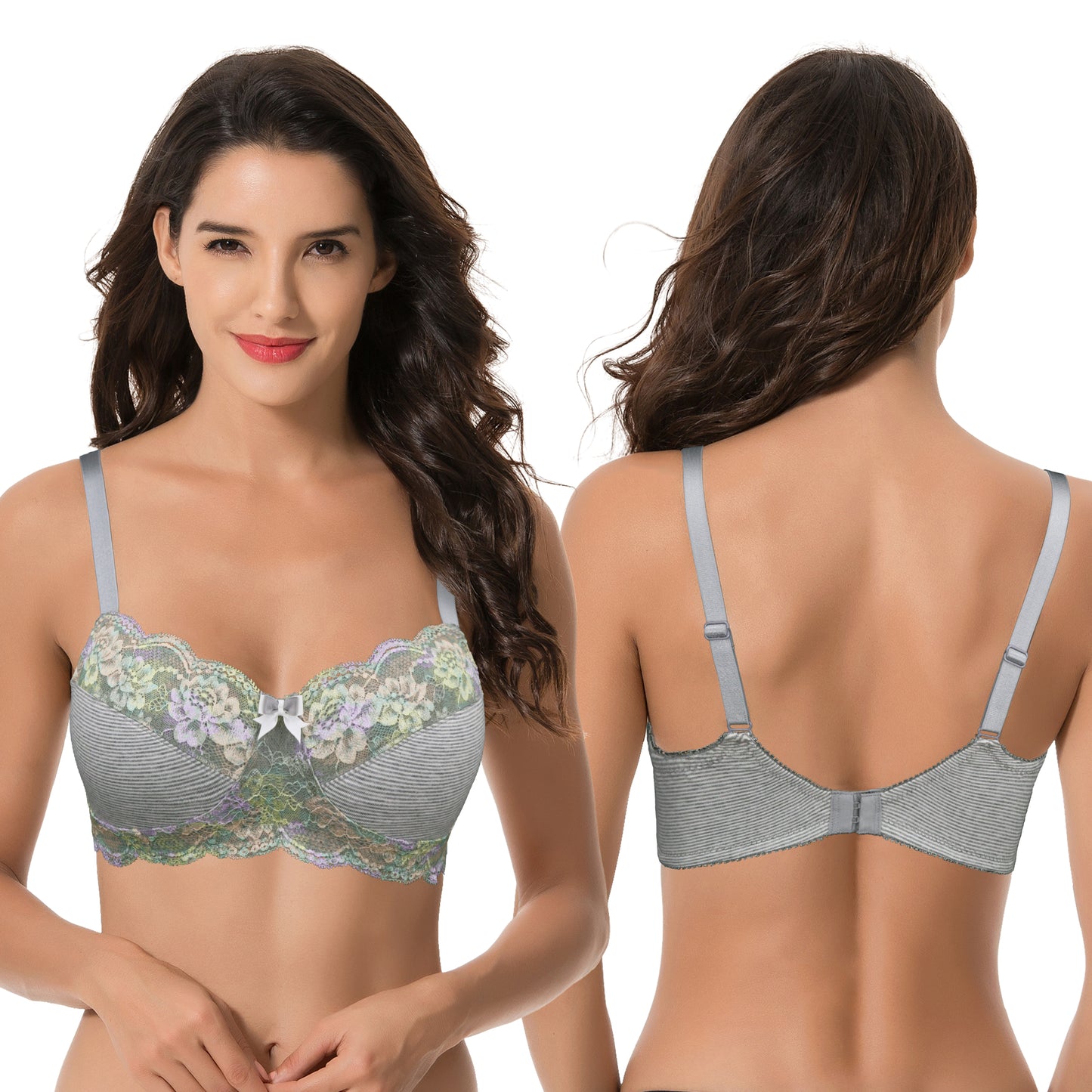 Women's Plus Size Minimizer Wirefree Unlined Bra With Lace Trim