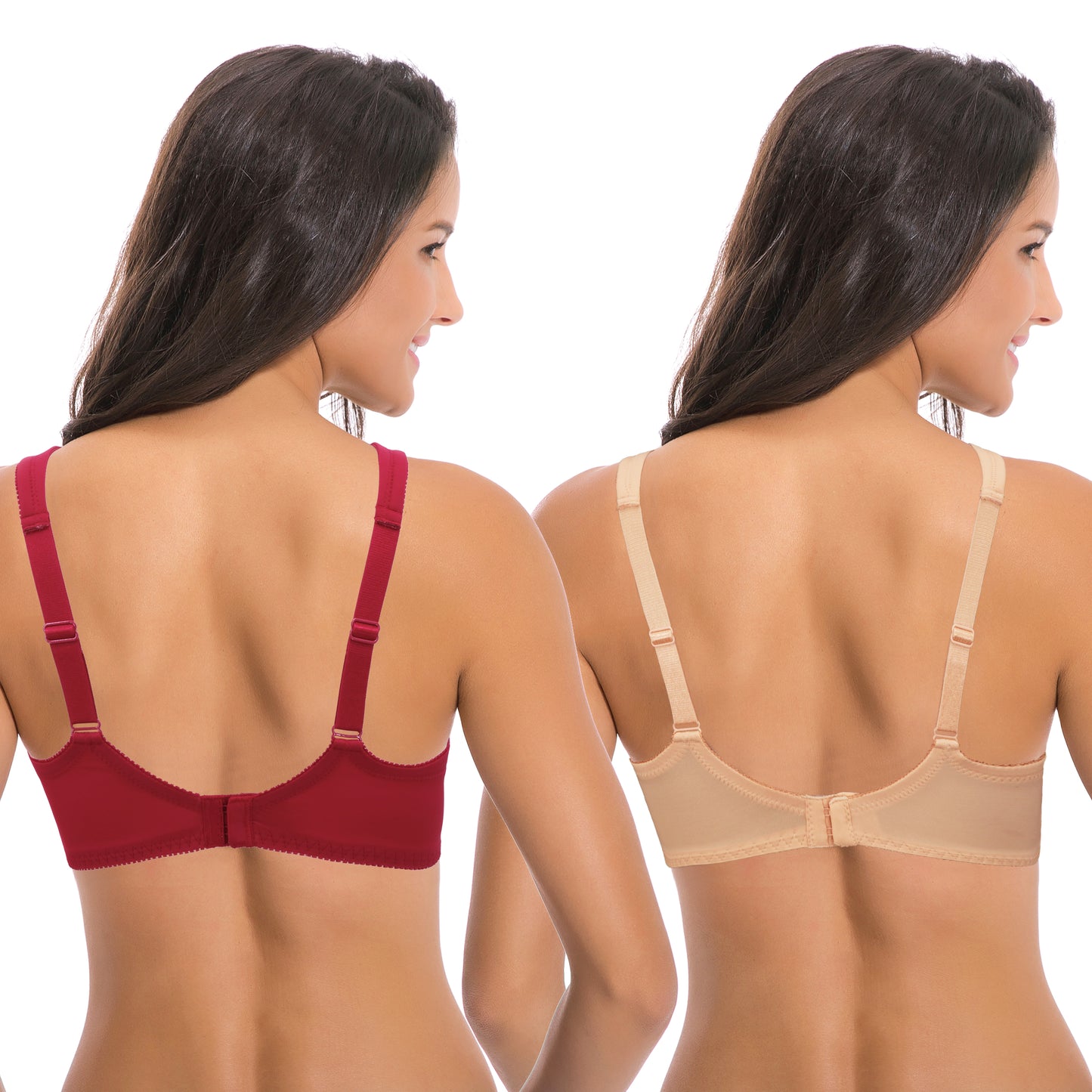 Women's Plus Size Unlined Underwire Lace Bra with Cushion Straps