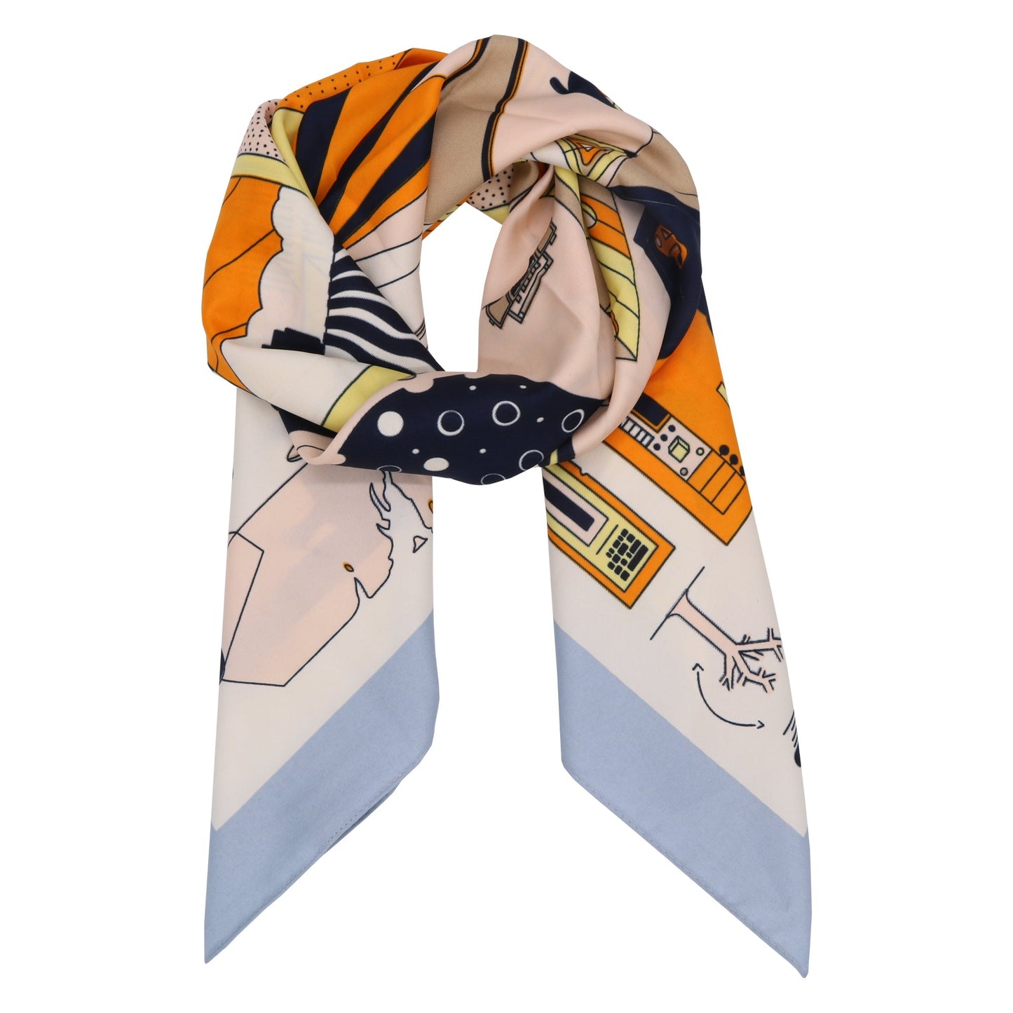 Large Women's Silk Feeling Scarf With Fashion Pattern