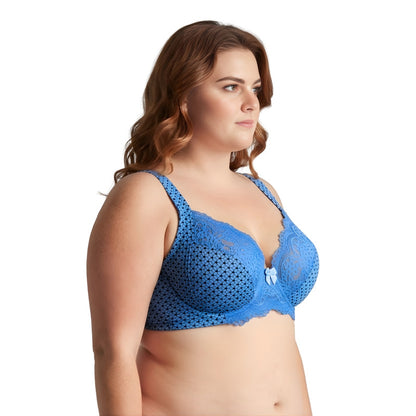 Women's Plus Size Unlined Underwire Lace Bra with Cushion Straps