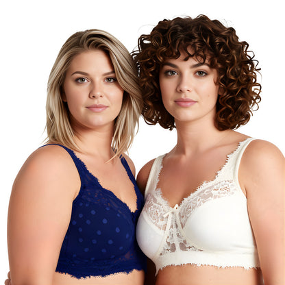 Women's Plus Size Minimizer Lace Full Coverage Unlined Wireless Bra