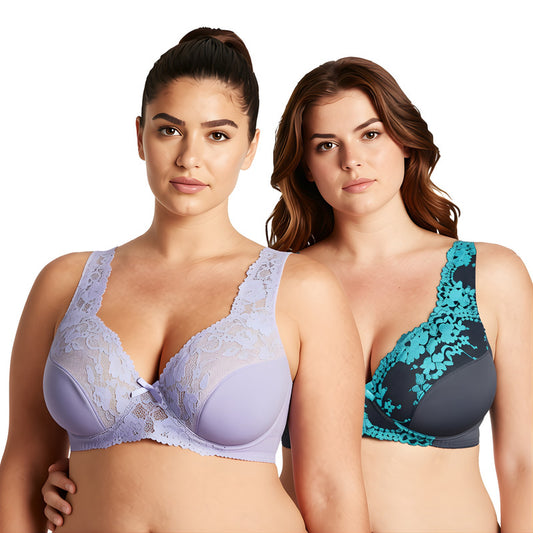 Women's Minimizer Unlined Underwire Bra With Lace Embroidery