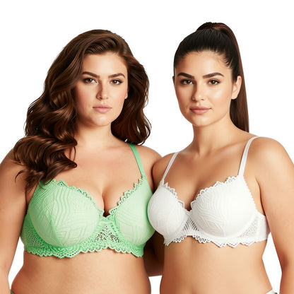 Women's Plus Size Push Up Add 1 Cup Underwire Perfect Shape Lace Bras