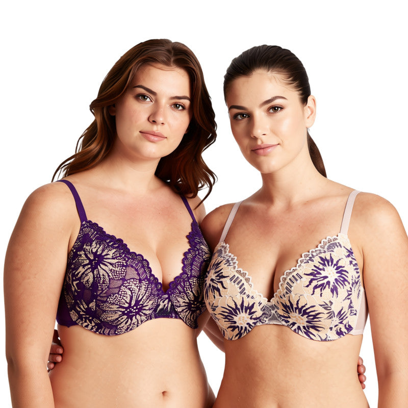 Women's Plus Size Full Coverage Lightly Padded Underwire Lace Bra