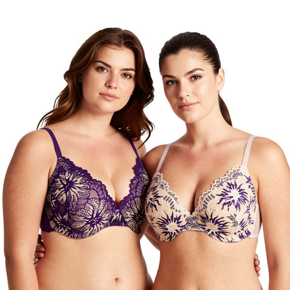 Women's Plus Size Full Coverage Lightly Padded Underwire Lace Bra