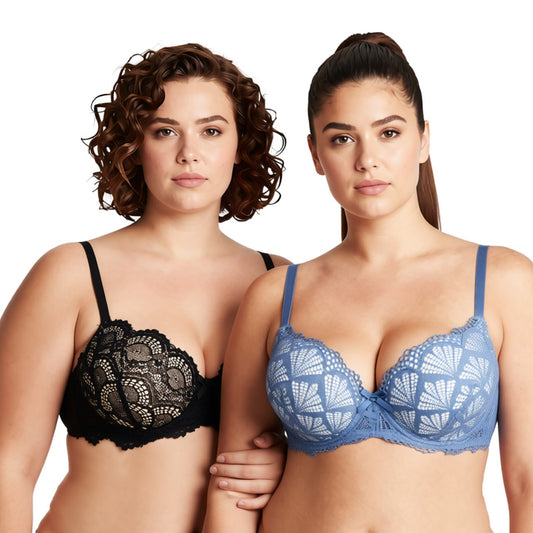 Women's Plus Size Push Up Add 1 Cup Underwire Perfect Shape Lace Bras