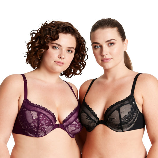 Women's Plus Size Add 1 Cup Push Up Underwire Halter Front Close Bras