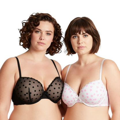 Women's Plus Size Push Up Add 1 and a half Cup Underwire Mesh Bra