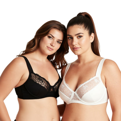 Women's Plus Size Minimizer Underwire Bra With Lace Embroidery