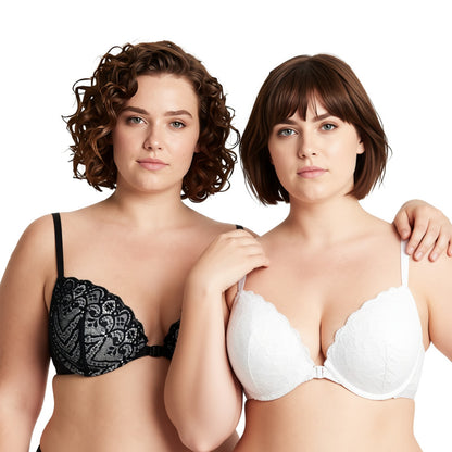 Womens Push Up Add 1 and a half Cup Underwire Halter Front Close Bras
