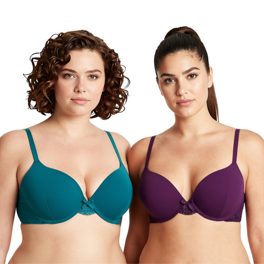 Womens Plus Size Push Up Add 1 Cup Underwire Perfect Shape Tshirt Bra