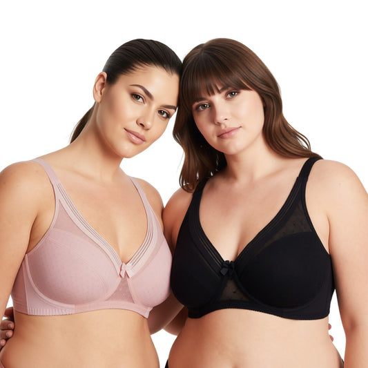 Women's Plus Size Unlined Minimizer Full Coverage Mesh Underwire Bra
