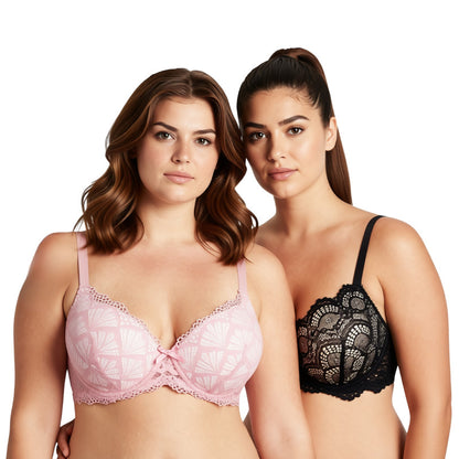 Women's Plus Size Push Up Add 1 Cup Underwire Perfect Shape Lace Bras