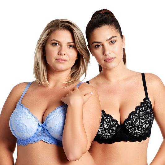 Women's Plus Size Push Up Add 1 Cup Underwire Perfect Shape Lace Bras