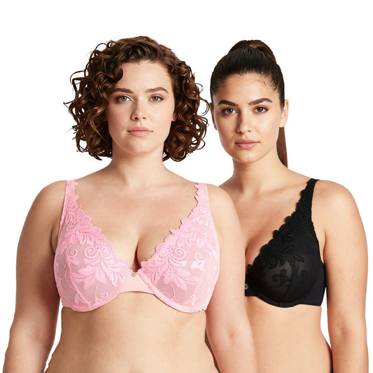 Women’s Plus Size Underwire Unlined Full Coverage Embroidery Lace Bra