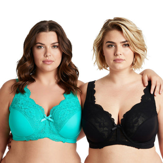 Women's Minimizer Unlined Underwire Bra with Lace Embroidery