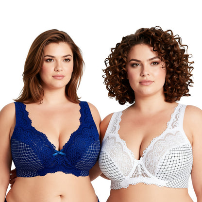 Women's Minimizer Unlined Underwire Bra With Lace Embroidery