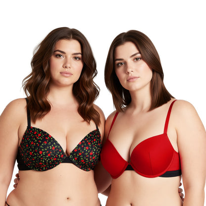 Women's Plus Size Add 1 and a half Cup Push Up Underwire Lace Bras
