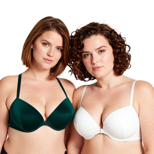 Women's Push Up Add 1 and a half Cup Underwire Halter Front Close Bras