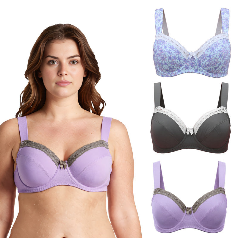 Women's Plus Size Underwired Unlined Balconette Cotton Bra