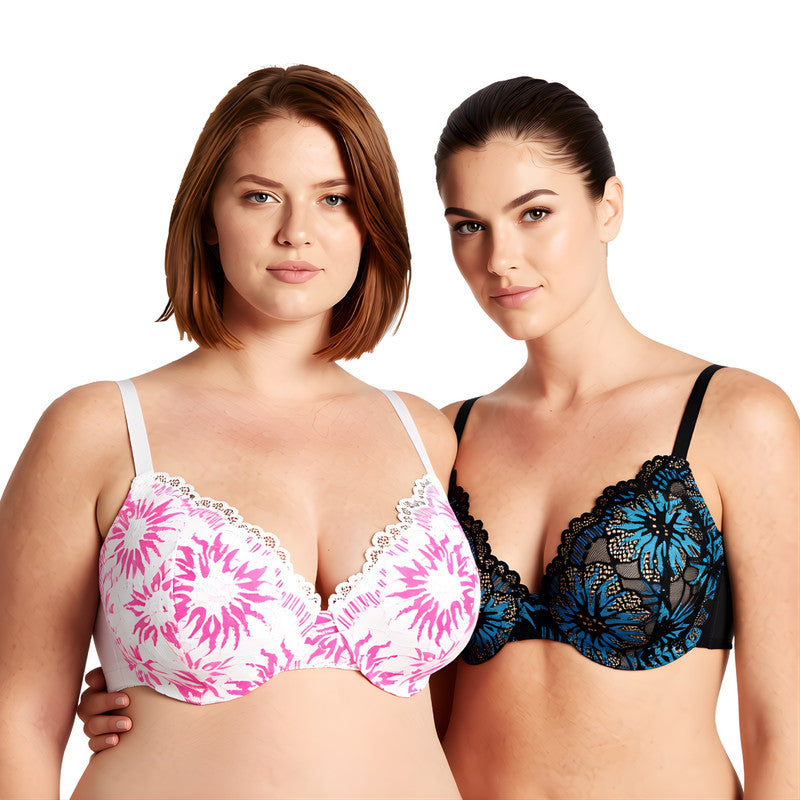 Women's Plus Size Full Coverage Lightly Padded Underwire Lace Bra