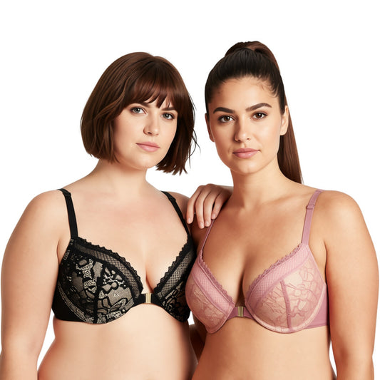 Women's Plus Size Add 1 Cup Push Up Underwire Halter Front Close Bras