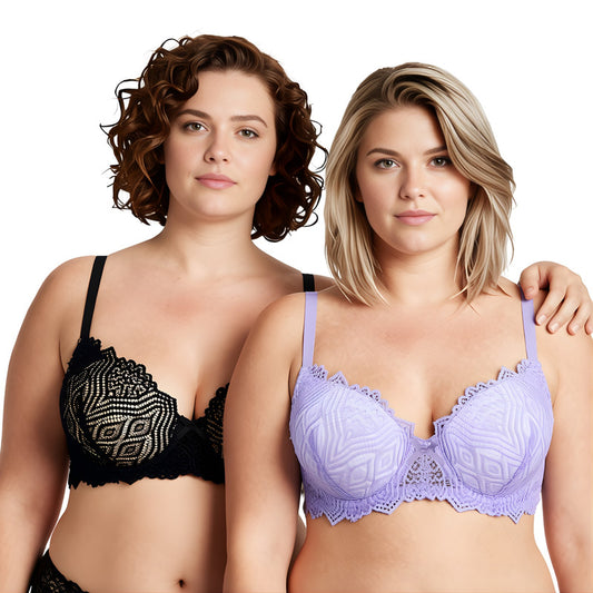 Women's Plus Size Push Up Add 1 Cup Underwire Perfect Shape Lace Bras