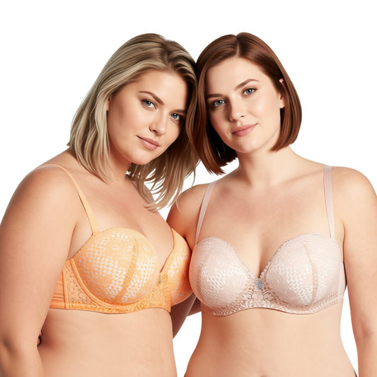 Women's Plus Size Add 1+ Cup Push Up Perfect Shape Underwire Lace Bra