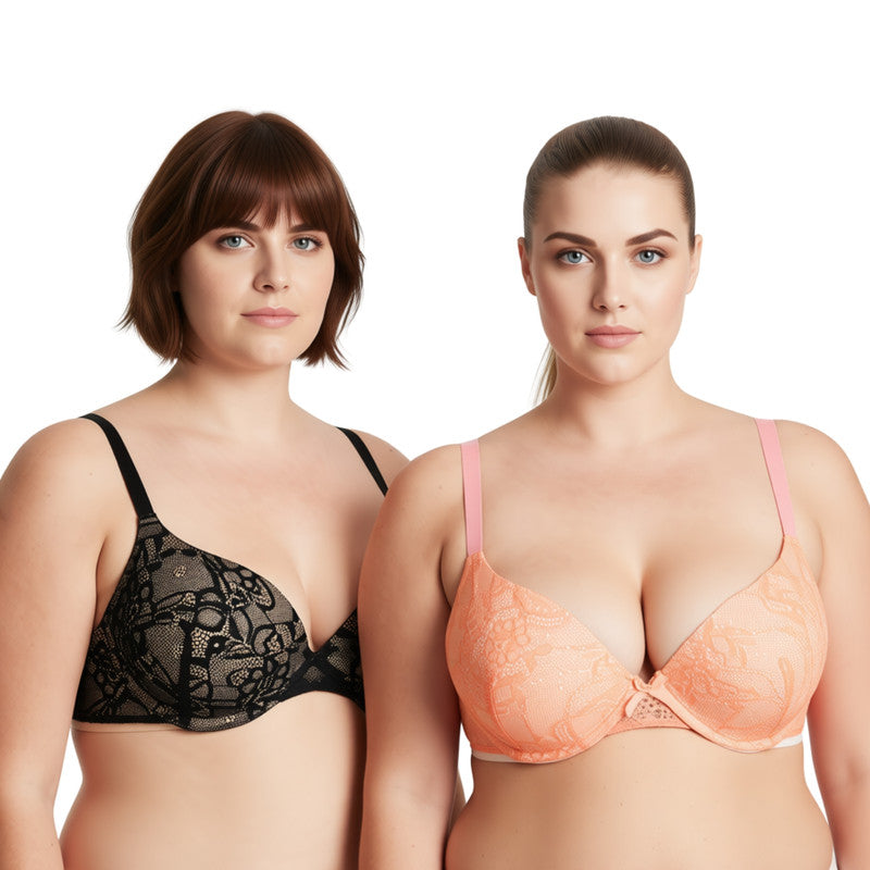 Women's Plus Size Perfect Shape Add 1 Cup Push Up Underwire Lace Bras