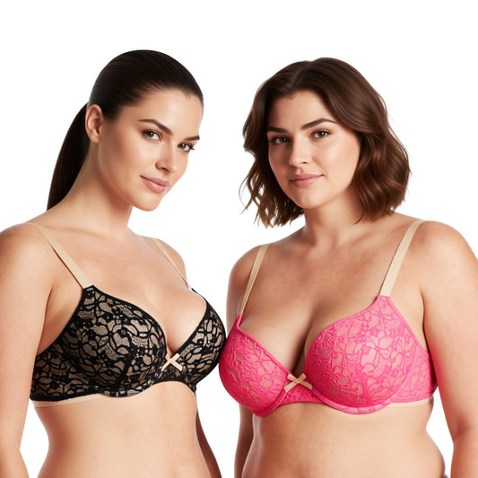 Women's Plus Size Perfect Shape Add 1 Cup Push Up Underwire Lace Bras
