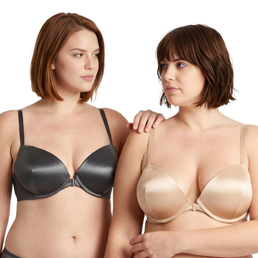 Women's Push Up Add 1 and a half Cup Underwire Halter Front Close Bras