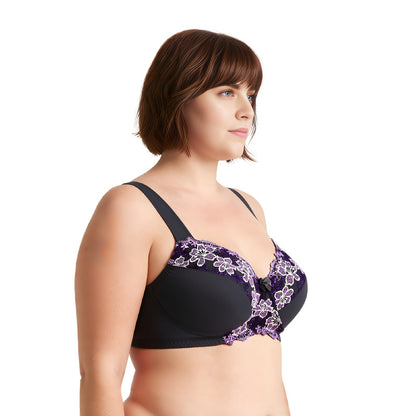 Plus Size Minimizer Unlined Wireless Bra with Lace Embroidery