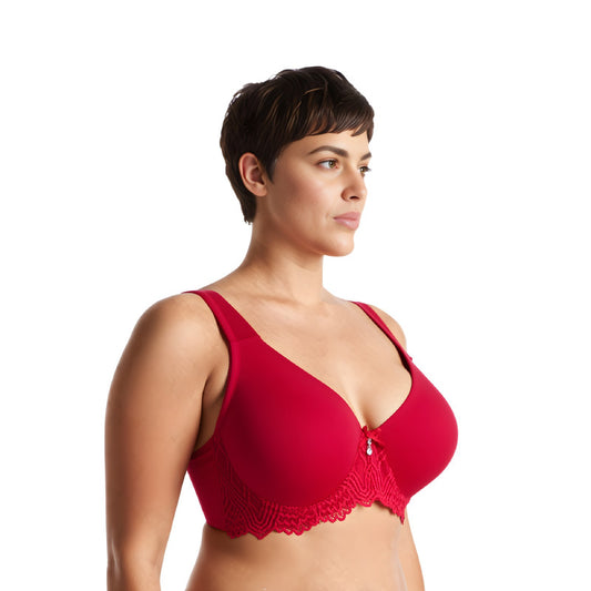 Women's Plus Size Unlined Underwire Lace Bra with Cushion Straps