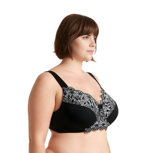 Plus Size Unlined Minimizer Wirefree Bras with Embroidery Lace