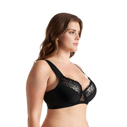 Women's Plus Size Minimizer Underwire Bra With Lace Embroidery